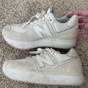 New Balance Off-White Cream Platform Sneakers
